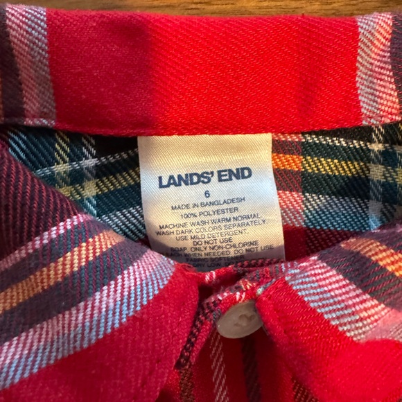 Lands' End Red Plaid  Pajama 2PC Set - Holiday PJ's, Youth Kids Size 6 - Picture 3 of 7
